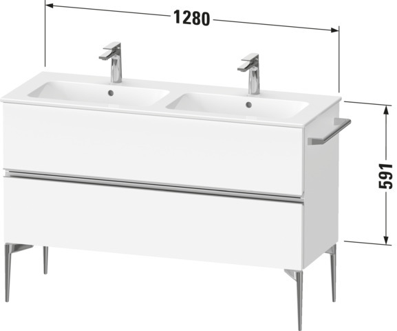 Duravit Sivida WTU 1280x591x477mm,f. Bodenst.,f.Doppel-WT,Schubk. 2,Chrom/Wei