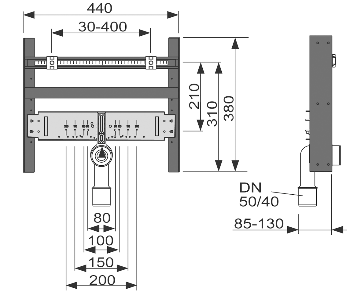 TECE-Waschtischträger für Einbau in Metall-/Holzständerwände