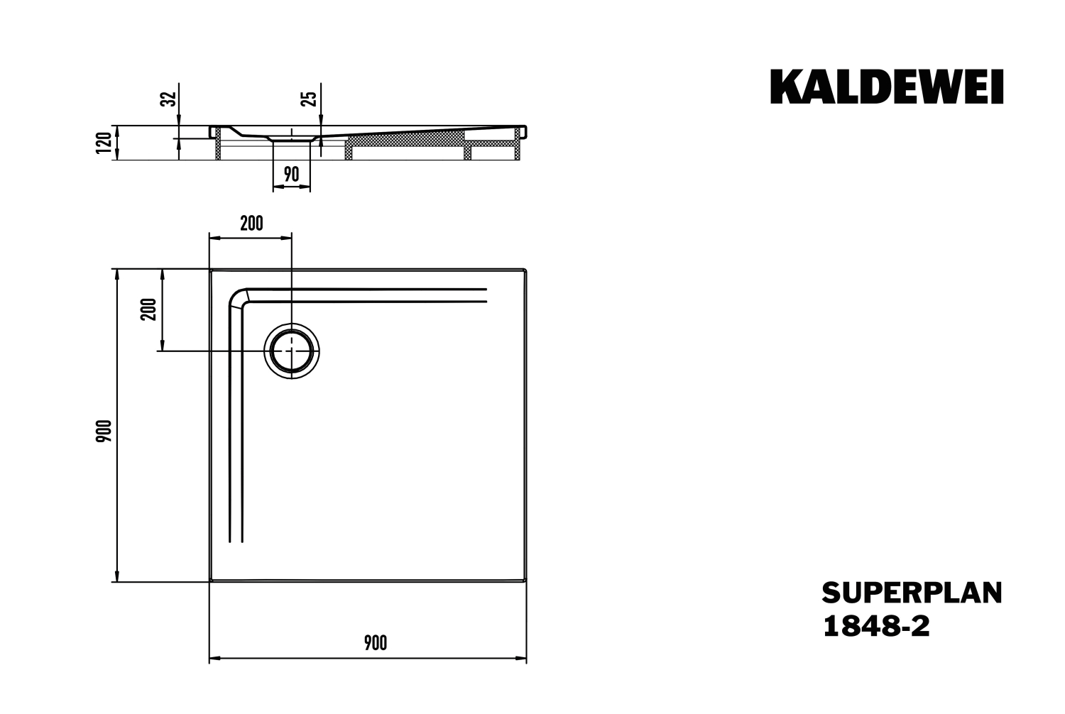 KA DW SUPERPLAN mit Wannenträger Mod. 1848-2,900x900mm,bahamabeige,m. WT