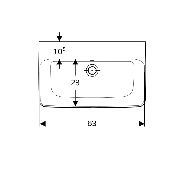 Geberit Renova Compact Waschtisch, 65x40cm o. Hl., o. Ül., weiß, KeraTect
