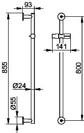 KEUCO Brausestange IXMO 59585 rd., m.Brauseschieber 855mm sw