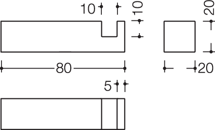 HEWI Haken Sys 100, chrom, Tiefe: 80mm
