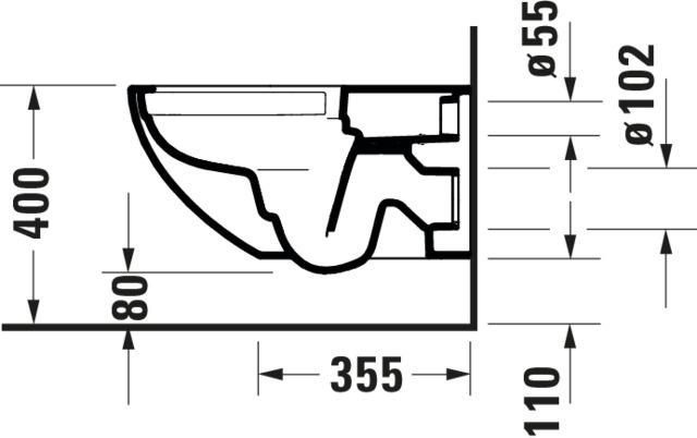 DU Wand-WC Architec 575mm, Weiß Tiefspüler, rimless, Durafix inkl.
