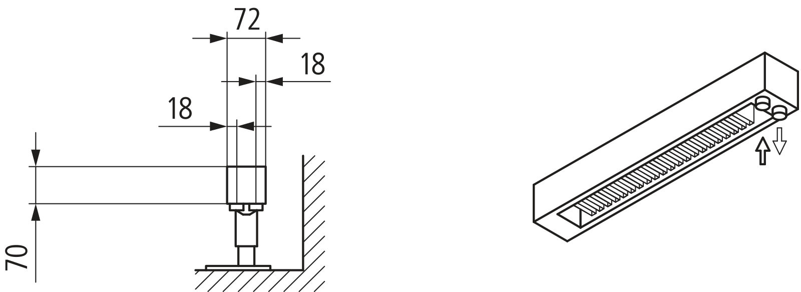 Kermi Konvektor Typ21 BH210x72x2000mm QN1382,weiß,6bar, m. Abd., AB Uni.