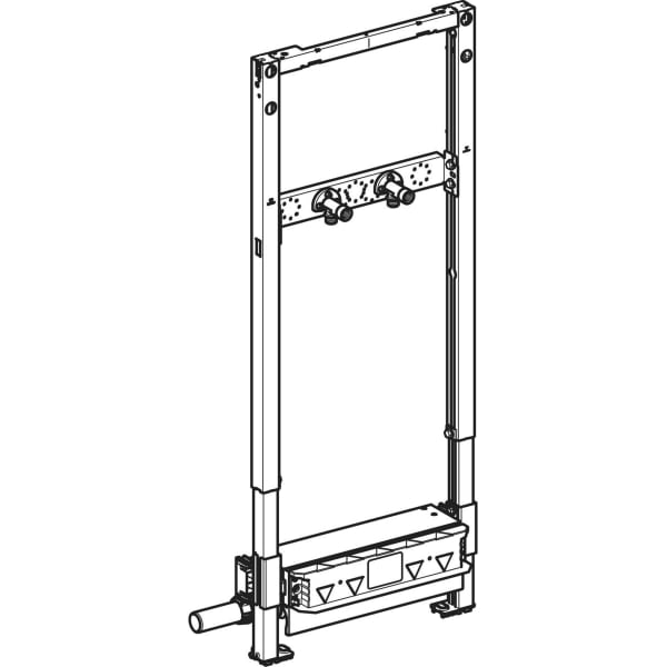Geberit Duofix Element f. Dusche, 130cm CleanWall W-Ablauf, W-Arm.AP, H:65-90mm