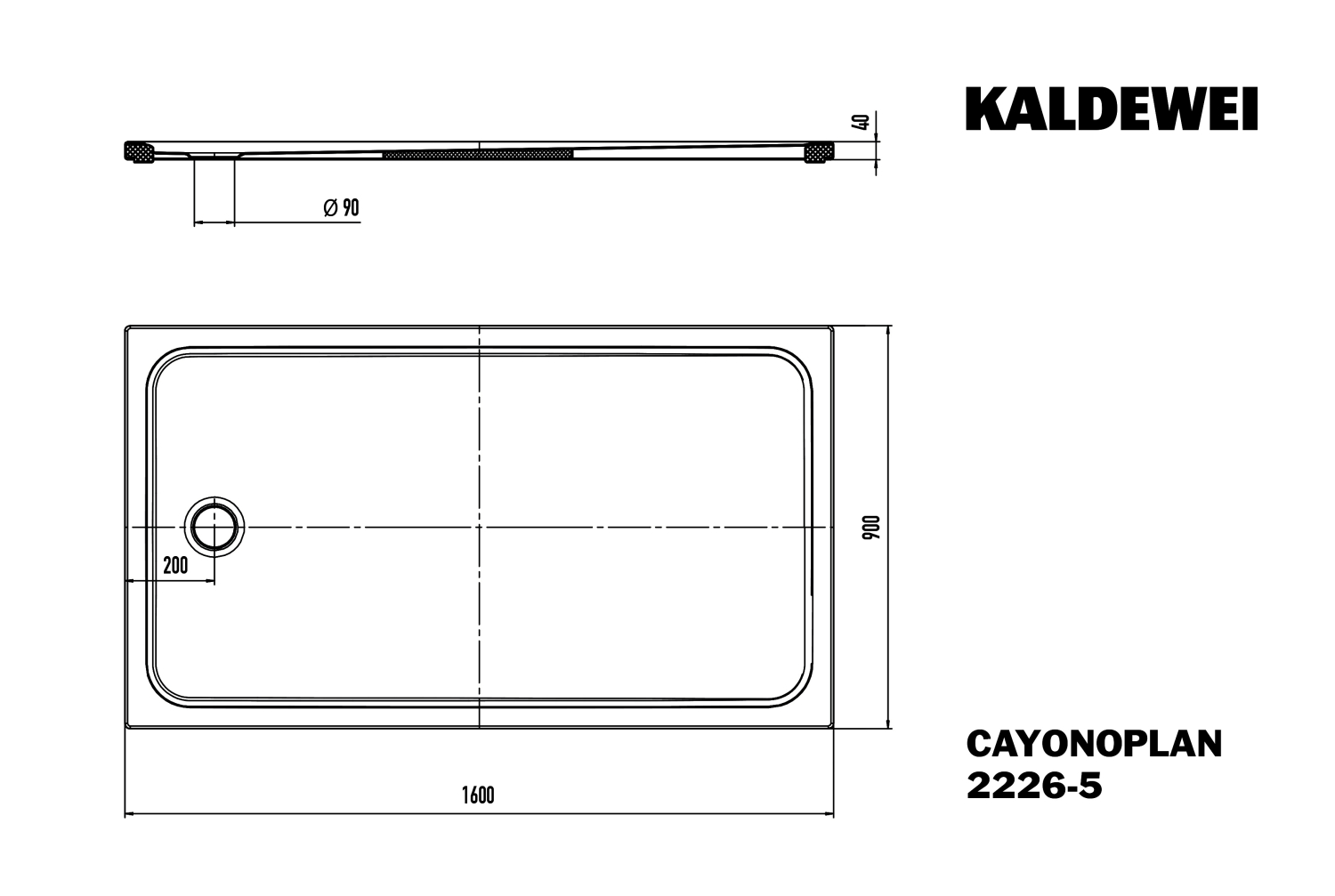 KA DW CAYONOPLAN Mod.2226-5,900x1600mm, wg50,Wt extrafl.