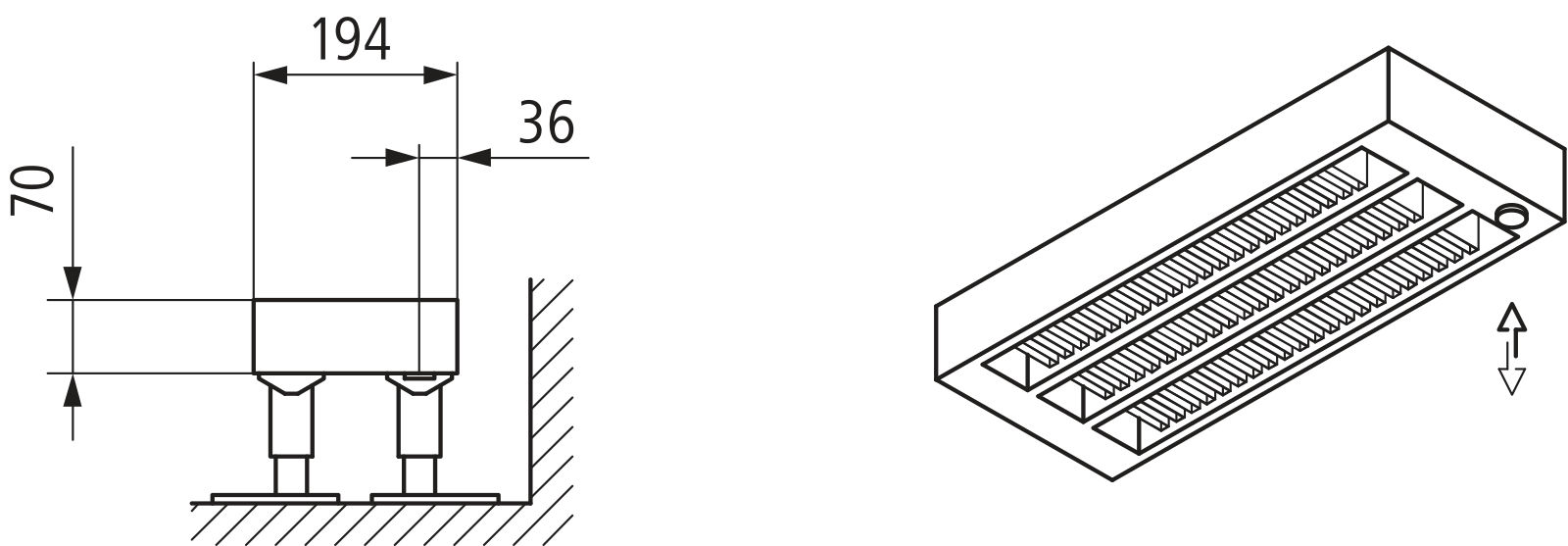 Kermi L-Konvektor Typ43 BH210x194x1200mm QN1968,RAL9016,6bar, m. Abd., AB Uni.