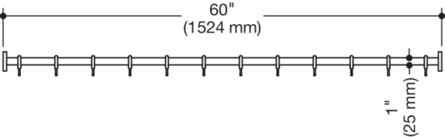 HEWI Vorhangstange, d:25, L=1524mm, Schliff