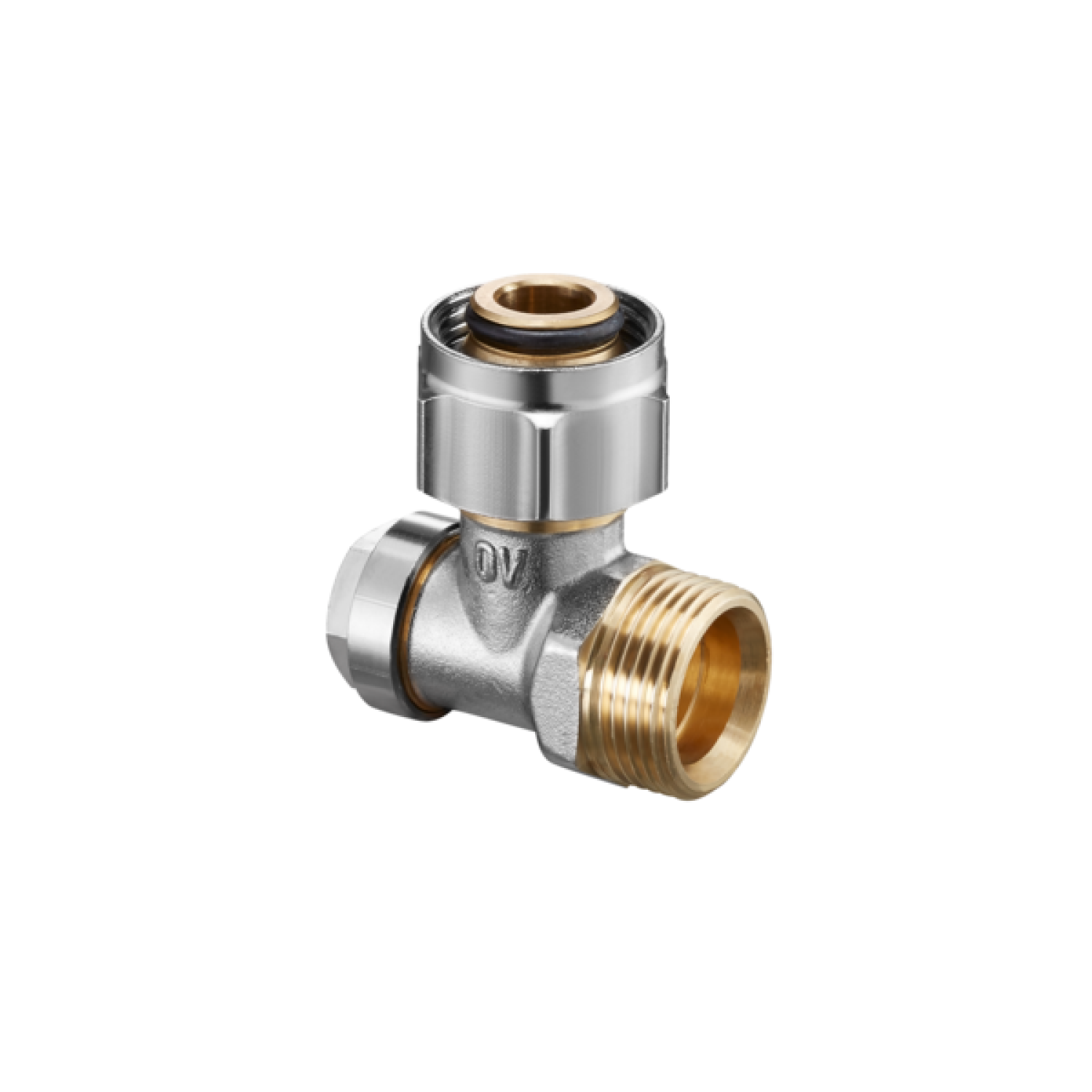 OVENTROP-Absperrwinkelverschraub.Combi 3 "Multiflex F",3/4"ÜM x 3/4"AG, Ms, vern.
