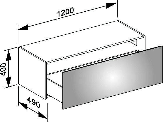 KEUCO Sideboard X-Line 33128, cashmere/Glas cashmere, 1200x400x490mm