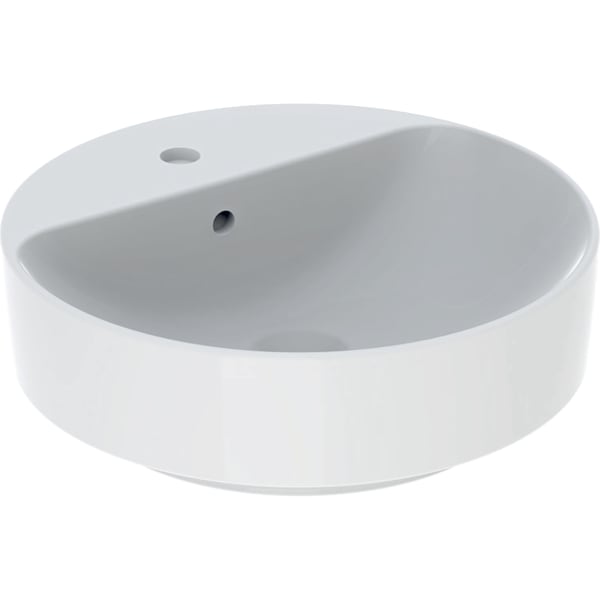 Geberit VariForm Aufsatzwaschtisch, rund mit HLB, d: 45cm, m. Ül., weiß, KeraTect