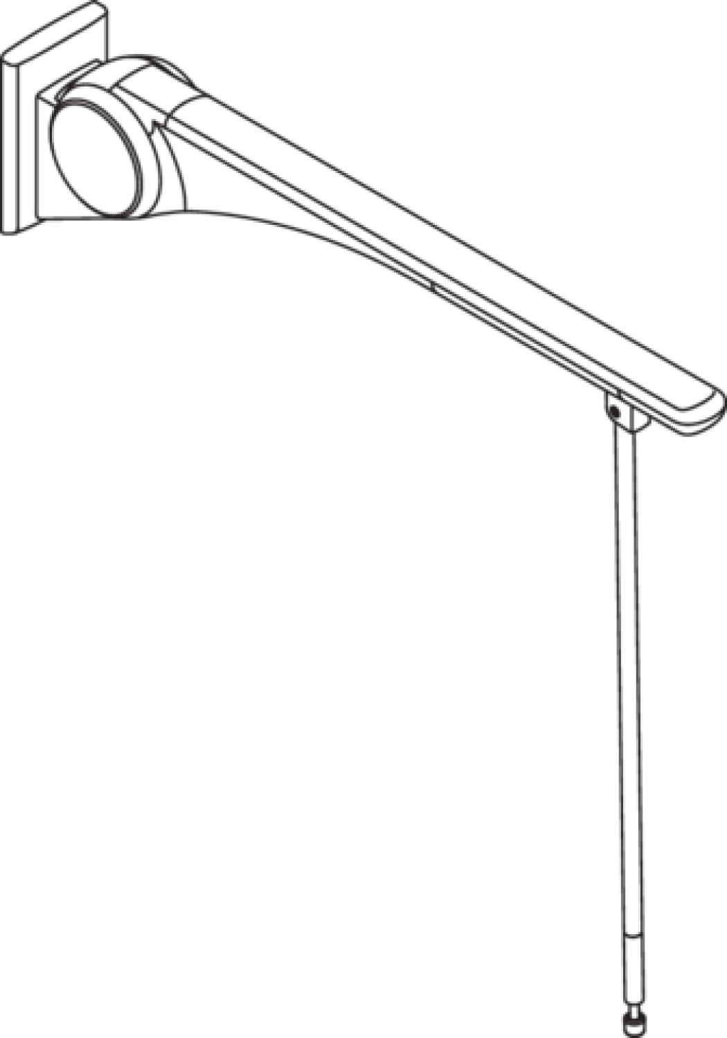 HEWI SK-Griff Basic,850, m.Bodenstütze Montagehöhe h=760mm weiß hgl.- weiß mt