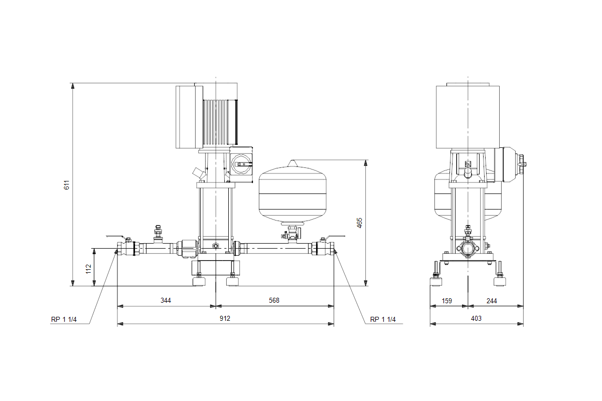 GRUNDFOS Druckerhöhungsanlage Hydro Solo-E CRIE 3-7 U8 C-A-B-D-ACD