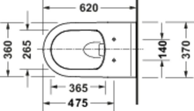 Duravit Starck 3 WWC Tiefsp., 620mm,Rimless verd.Befestigung, Weiß Hochglanz
