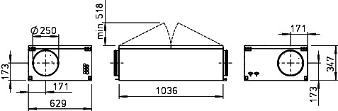 Helios ALB EC 250 EH Aussenluft-Box m. E-Heizreg. u. Luftfilter 3 PH, 400V