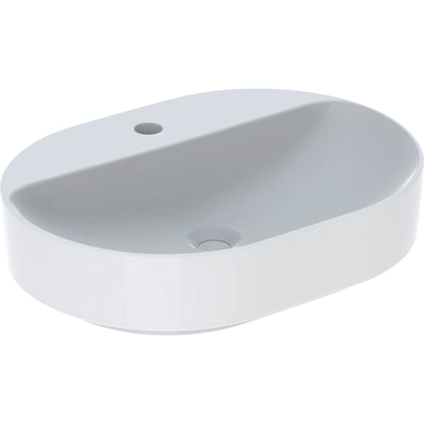 Geberit VariForm Aufsatz-WT, elliptisch mit Hahnlochbank, 60x45cm, o. Ül., weiß