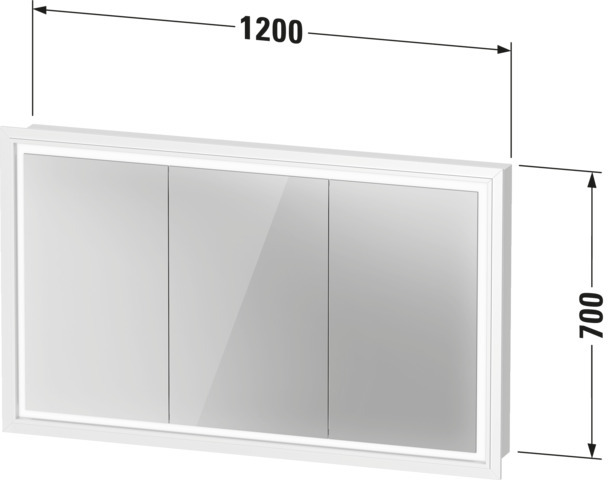 Duravit L-Cube SPS 1200x155x700, Türanschlag: L/R, LED, Weiß