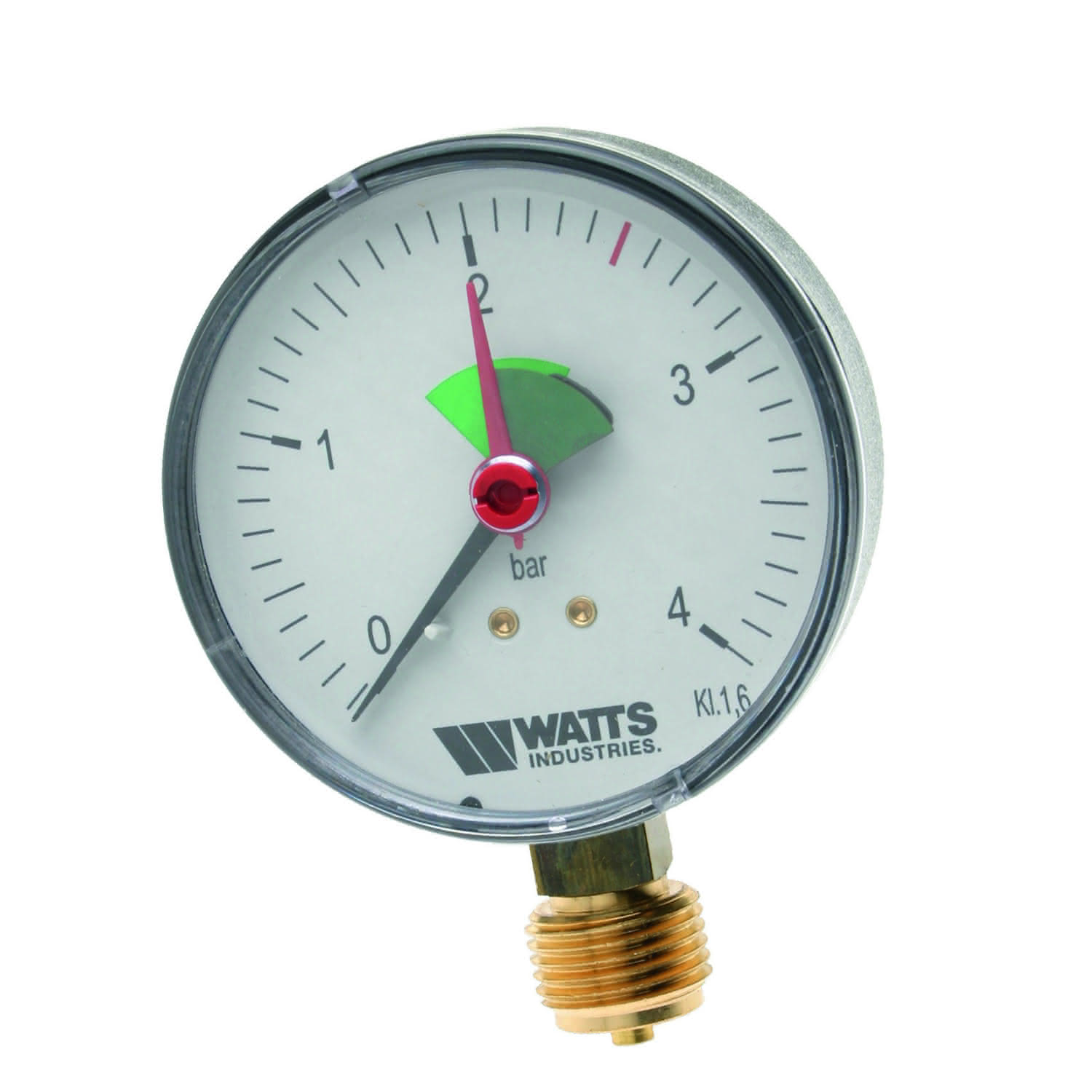 WATTS Heizungsmanometer radial F+R201 d  80/0-4bar, G1/2B m.Zeiger u. Sektor
