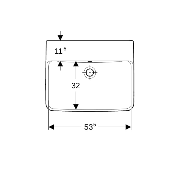 Geberit Renova Plan Waschtisch, 55x44cm o. Hl., m. Ül., weiß