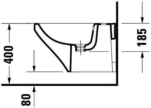 DU Wand-Bidet DuraStyle 540 mm mit ÜL, mit HLB, 1 HL, weiß