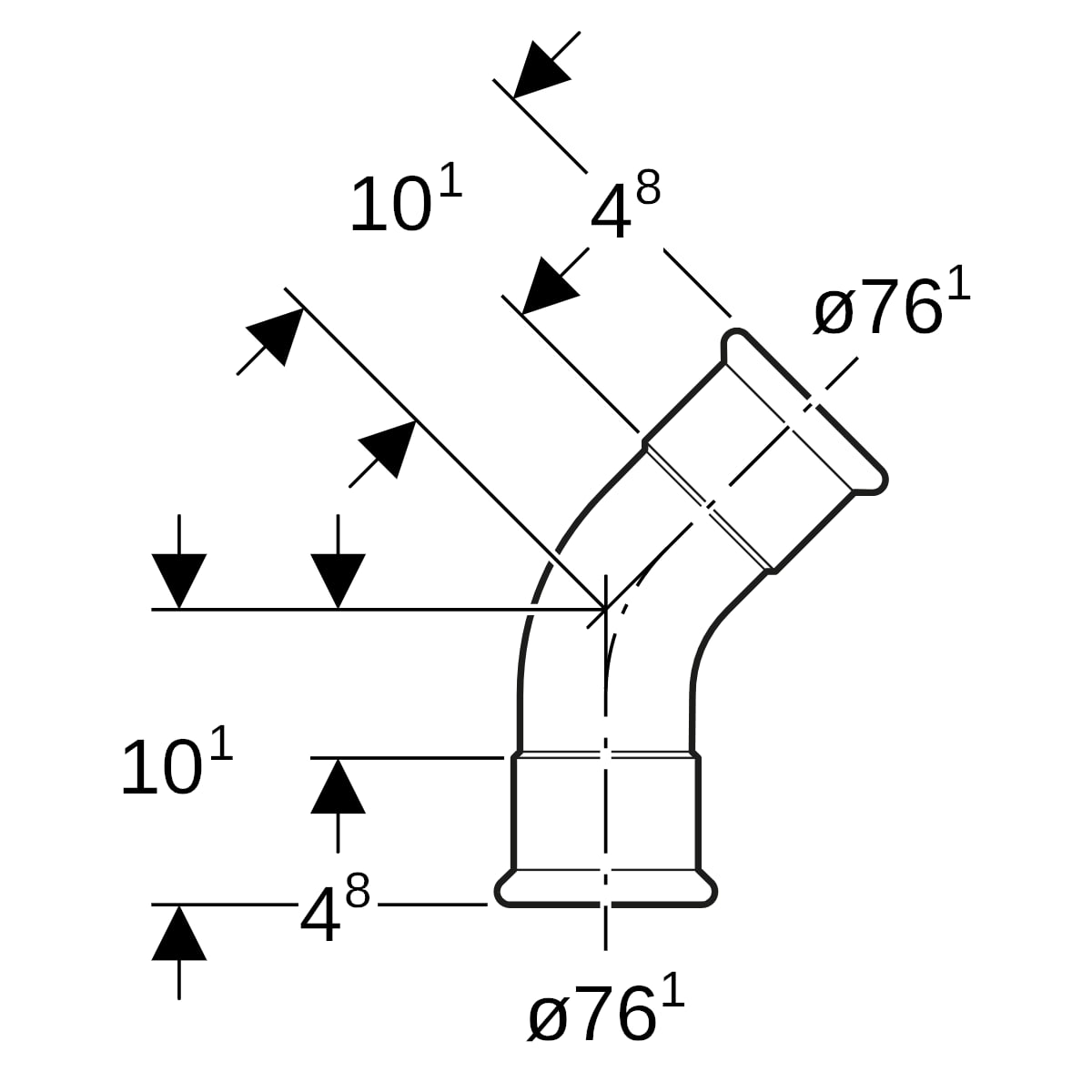 Geberit Mapress Edelstahl Bogen 45Gr d76,1 (LABS-frei)