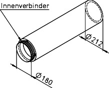 Helios IP 180/2000 IsoPipe Rohr m. Innenverbinder 2000 mm lang