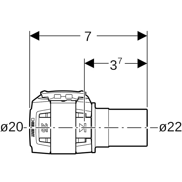 Geberit FlowFit Übergang auf Mapress m. Einschubende Rg+ d20-d22