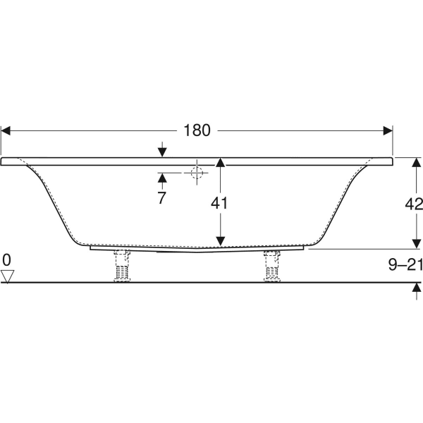 Geberit Renova Plan Rechteckbadewanne Duo 180x80x42cm, weiß