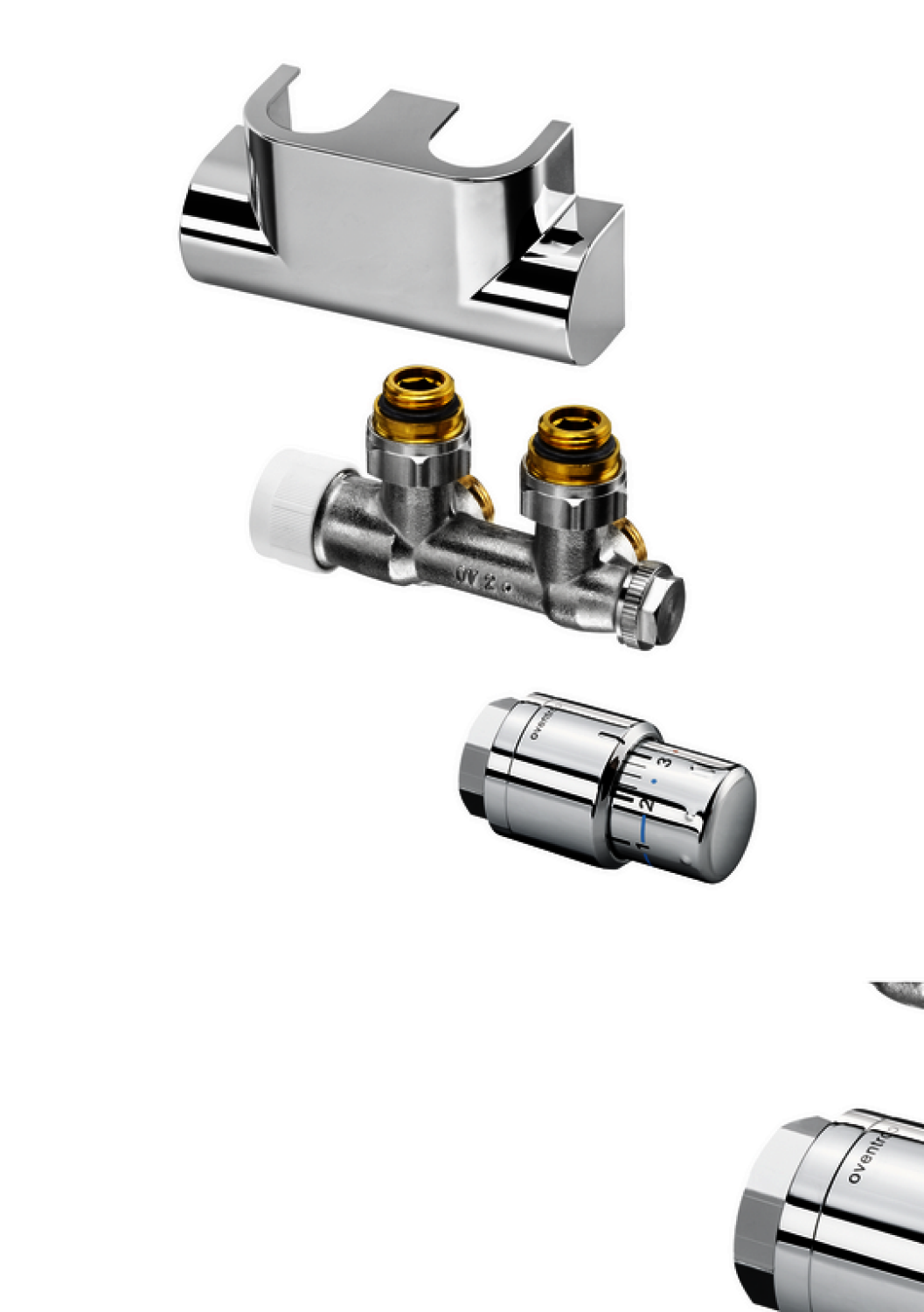 OVENTROP-Anschluss-Set für Badheizkörper Multiblock T/Uni SH,Eck,Edelstahl-Design
