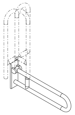 HEWI Stützklappgriff drehb. Ser 801, L:700mm, Stahlkern reinweiß