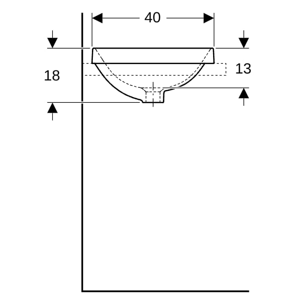 Geberit VariForm Einbauwaschtisch, rund 40cm, o. Hl, o. Ül., glasiert, weiß