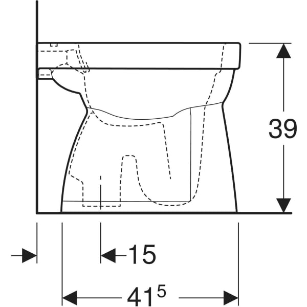 Geberit Renova Stand-WC Flachspüler Abg. vertikal, Rimfree, weiß