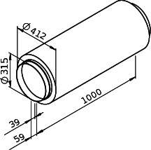 Helios FSD 315 Flex. Rohrschalldämpfer L=1 m, DN 315