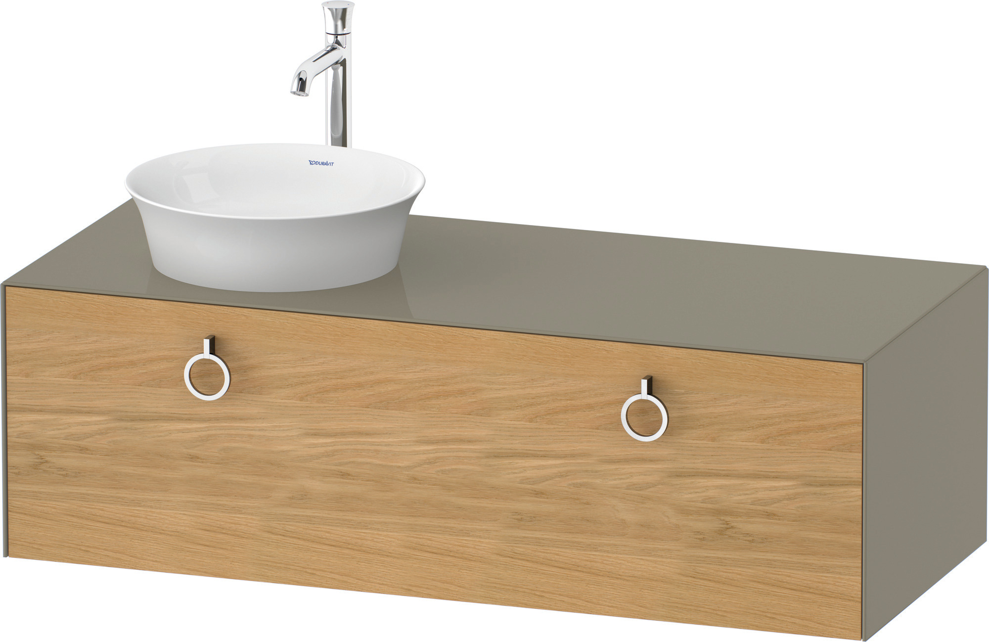 Duravit WTU wandh.White Tulip,1 Aus.,m.Griff Aus.l,408x1300x550,Eiche N.M./St.gr.HGL