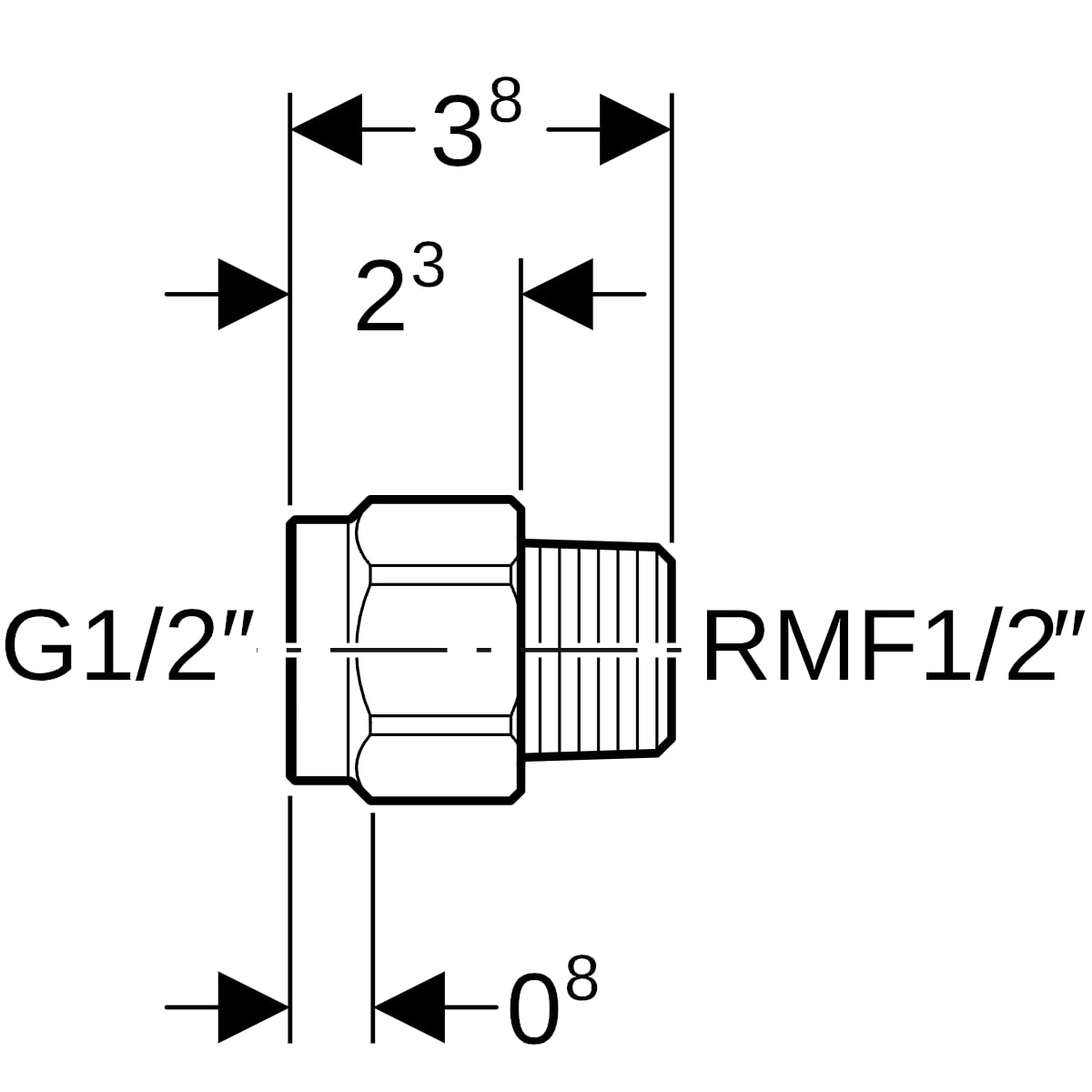 Geberit Übergang mit IG und AG MF Rg G1/2-MF1/2