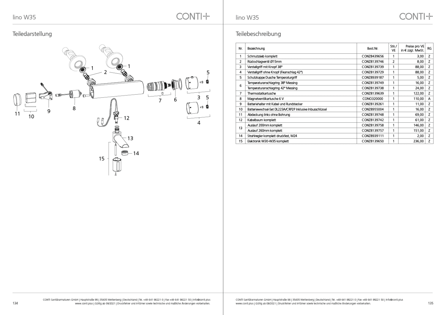 CONTI+ lino elekt. IR Wandarm. Batt. AP Ausl.200mm Thermostat Chrom Click+ W35