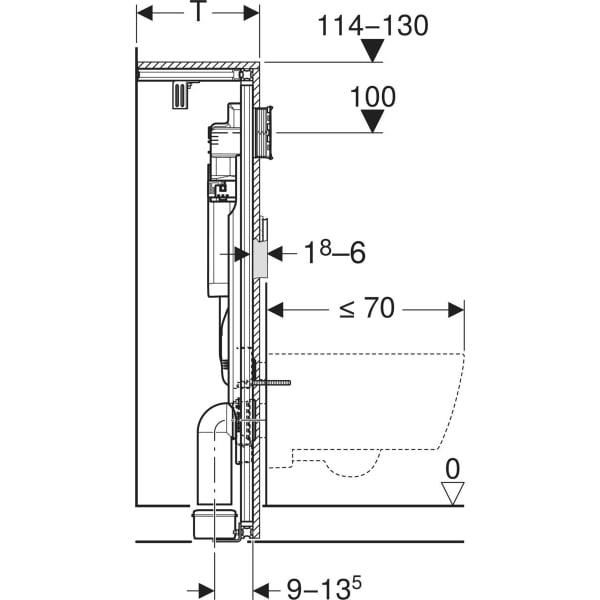 Geberit GIS Element für WWC, 114 cm, mit Sigma UP-SPK 12 cm, Ecklösung