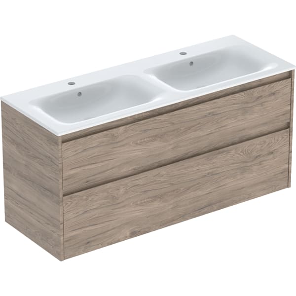 Geberit Renova Plan Set DMWT m. US, 2 Schubl. 130x62,1x48cm, Nussbaum Hickory