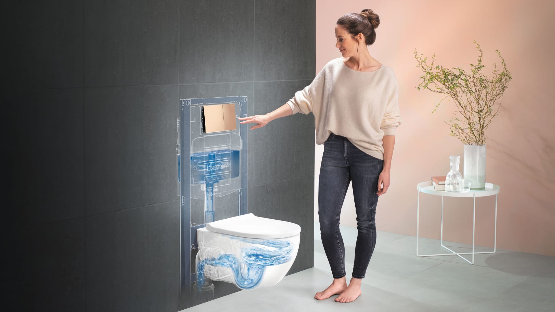 Geberit Duofix Element für WWC, 112 cm Sigma UP-SPK 12 cm, Power & Connect Box