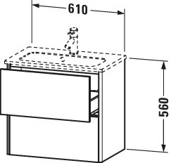Duravit Waschtischunterbau XSquare, 2 Schubk. 560x610x388mm, Betongrau Matt