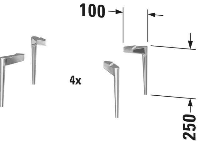 Duravit Sivida Sockelfuß für WTU bodenst.,inkl. Bef.-Material, 4er Set, C