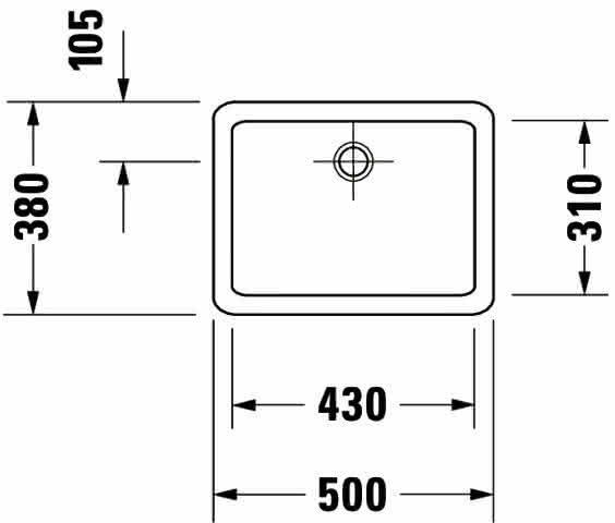 DU Aufsatzbecken Vero 500 mm o.ÜL, o.HLB, geschliffen, weiß