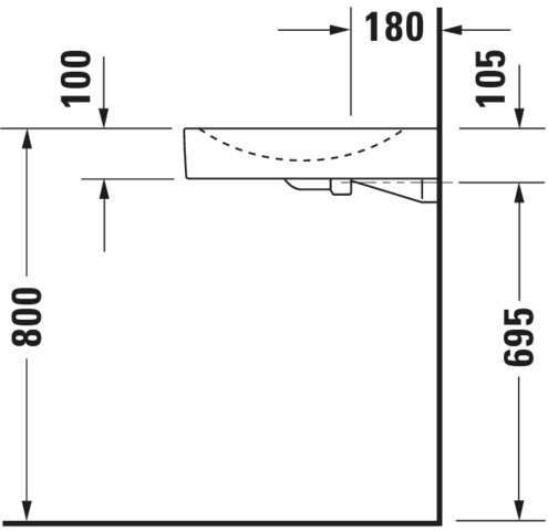 DU Waschtisch Architec Vital Med 575 mm o.ÜL, m.HLB, HL-Vst. li./re., weiß