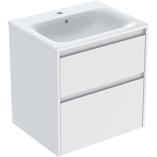 Geberit Renova Plan Set MWT mit US, 2 Schubl. 60x62,1x48cm, weiß/l. seidenmatt