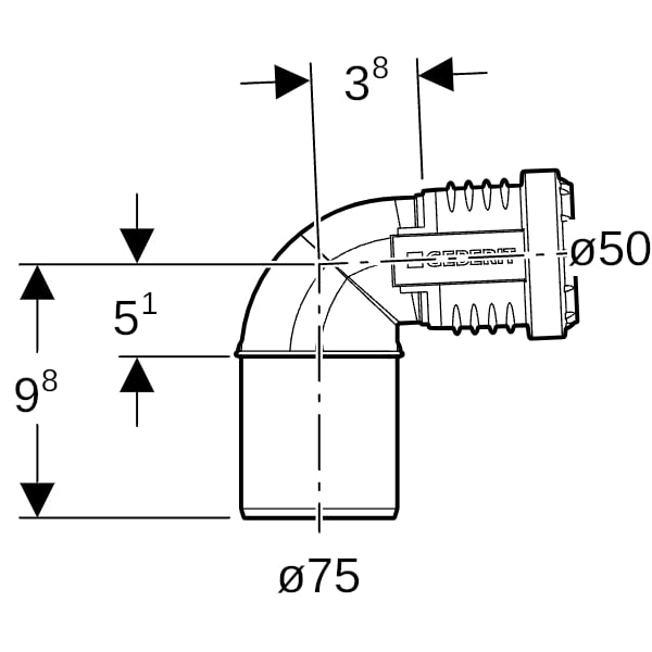 Geberit Silent-PP Bogen 87,5Gr, reduziert d50/75