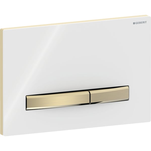 Geberit Sigma50 BetPl., eckig, 2-Mengen-Sp. messing gebürstet, Etc/weiß glänzend