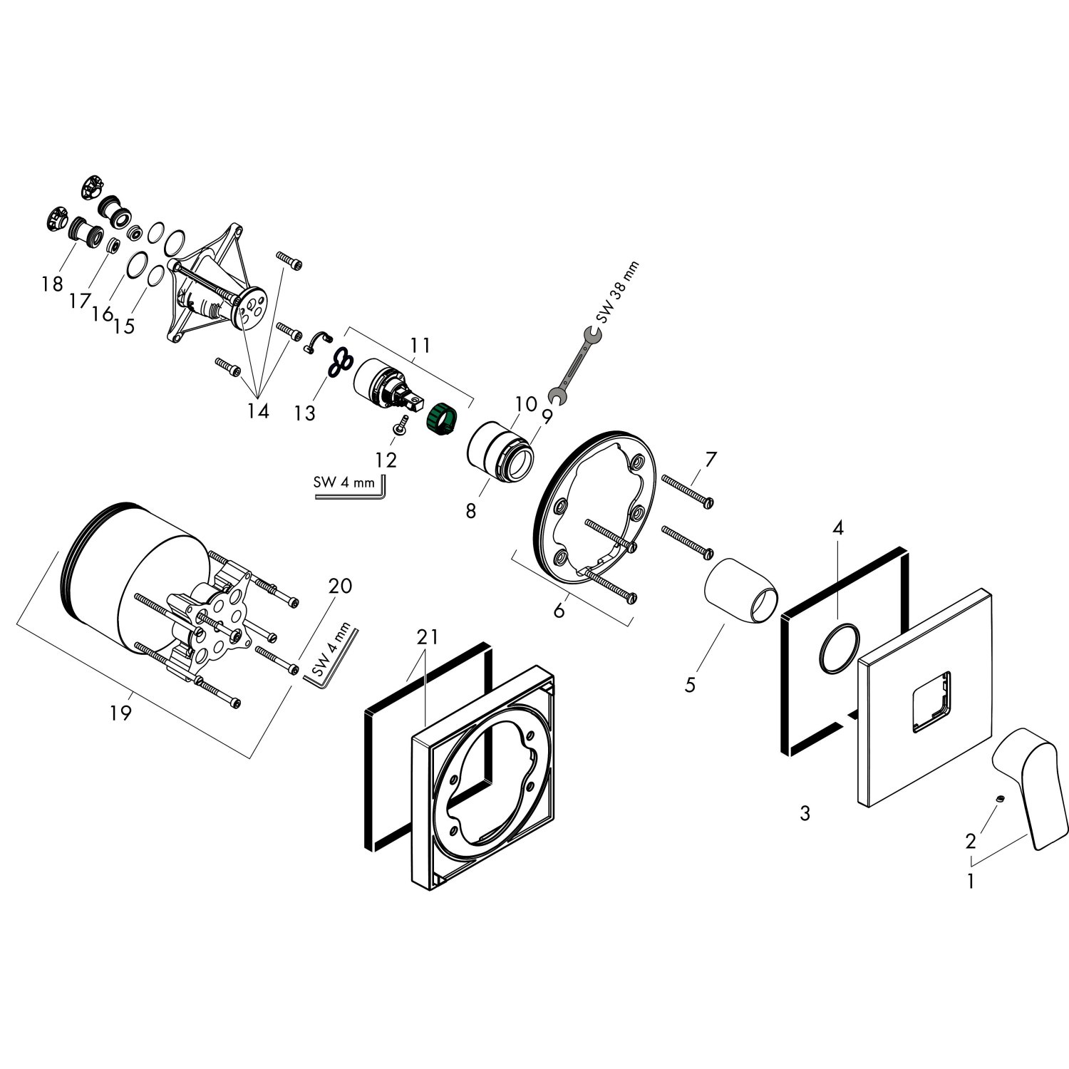 Hansgrohe Brausenmischer Unterputz Vivenis Fertigset mattweiss