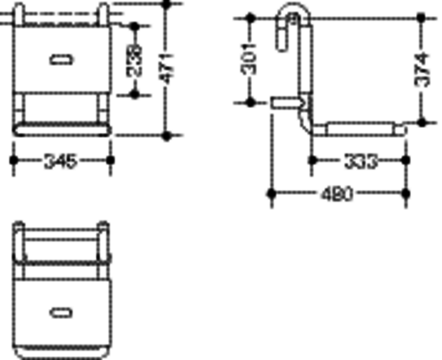 HEWI Einhängesitz B=345mm,T=480mm,H=471mm reinweiß