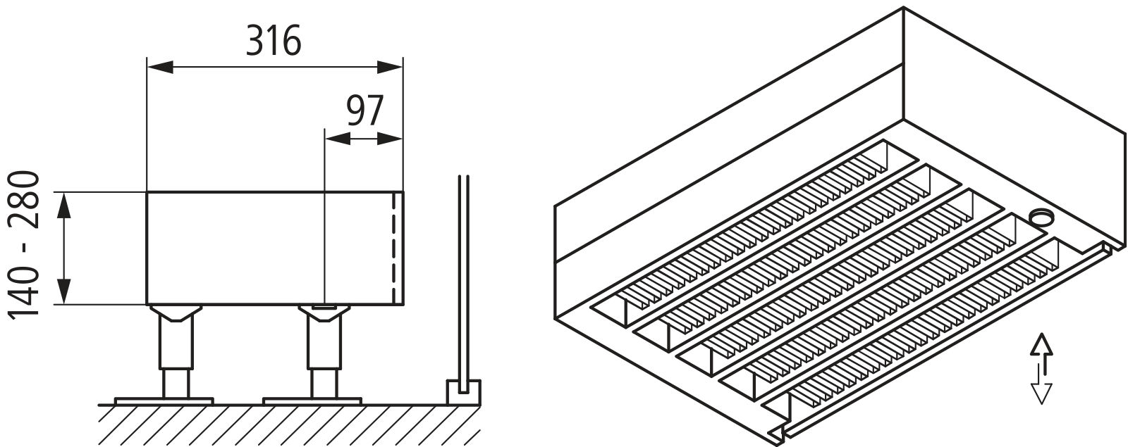 Kermi Kon m. Str. Typ55 BH280x316x2600 QN7462, weiß, 6bar, o. Abd., AB Uni.