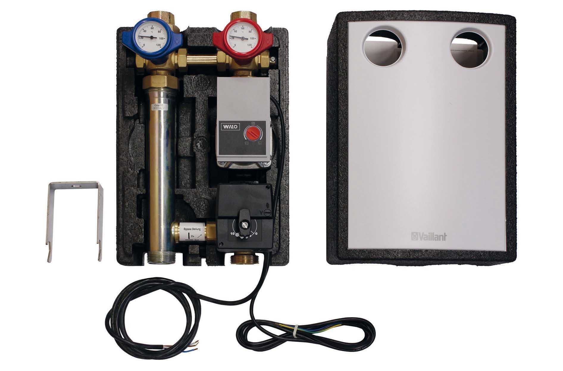 Vaillant Pumpengruppe mit 3-Wege-Mischer Rp 1/2, Vor-/Rücklauf Rp 1, Kvs 2,5 Vaillant Pumpengruppe mit 3-Wege-Mischer Rp 1/2, Vor-/Rücklauf Rp 1, Kvs 2,5